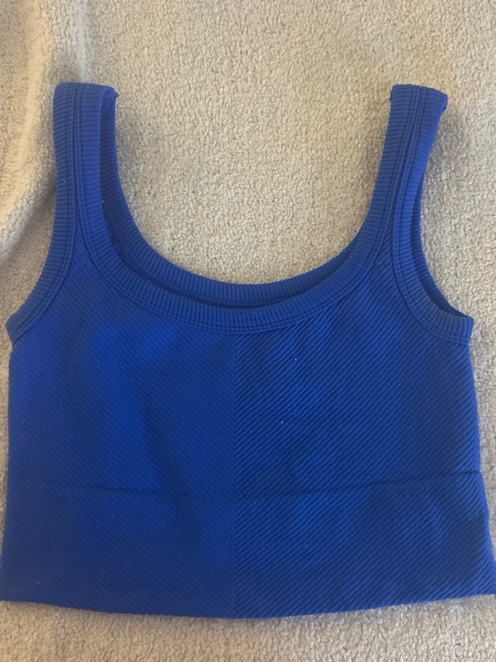 Sleeveless Ribbed Cropped Tank Top in Cobalt Blue
